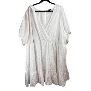 Torrid White Eyelet Cotton Wrap Dress Plus Size 5 Boho Wedding Beachy Classic